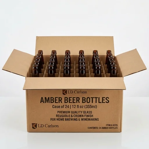 LD Carlson Amber Beer Bottles (12 oz, Case of 24)